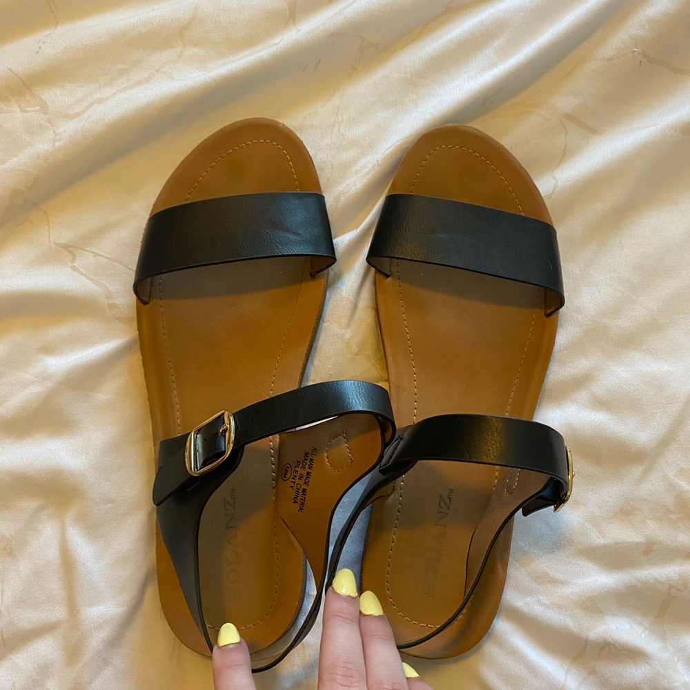 Zenana Black and Tan Women's Sandals